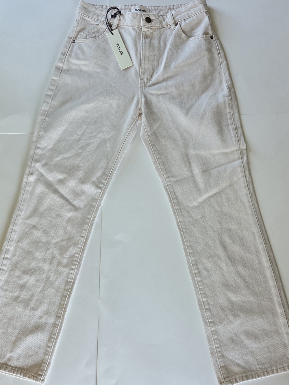 Rolla’s Original High Rise Straight Leg Off-White Ivory Denim Jeans Size 28